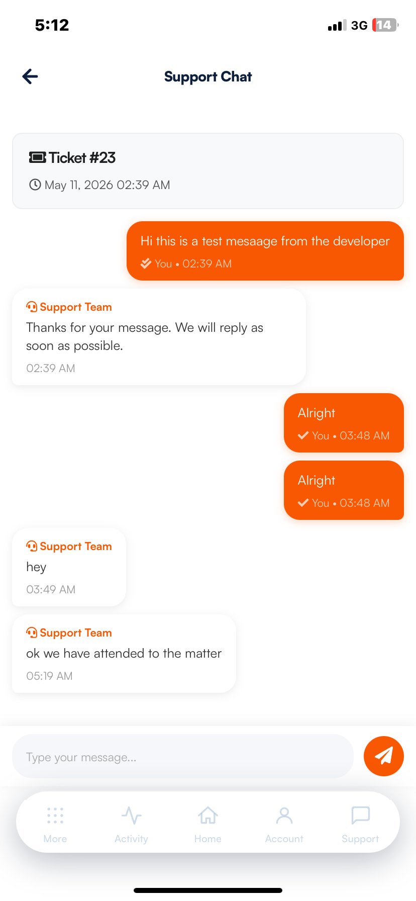 Support chat