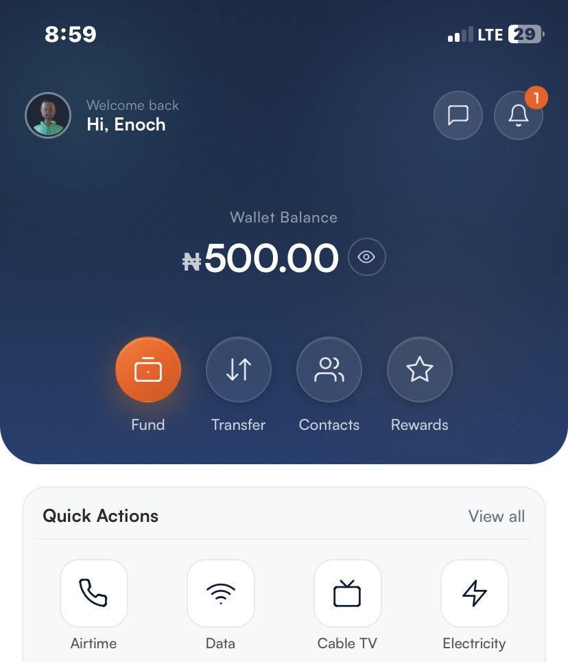 AirtimeSure app home screen